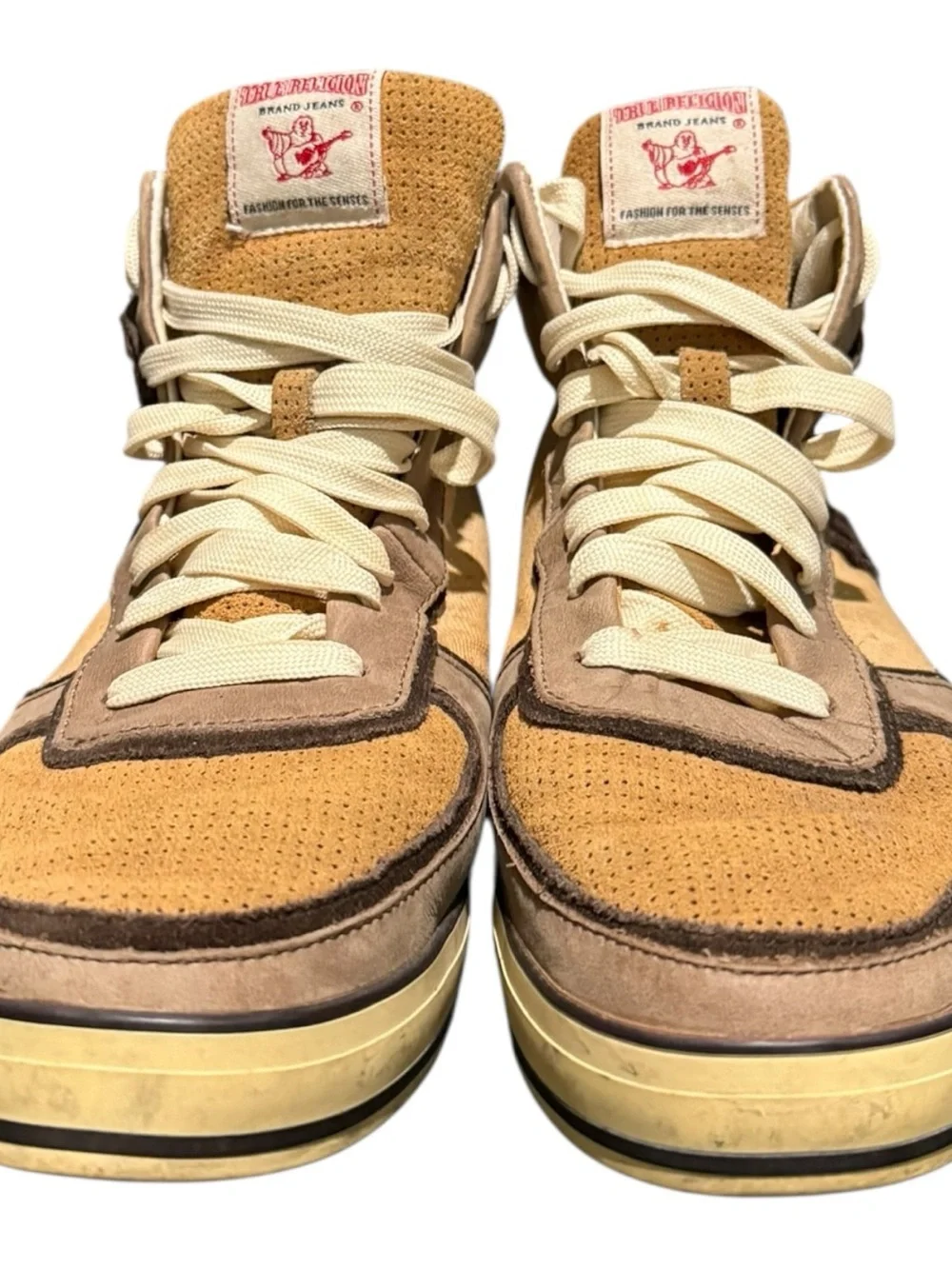 True Religion 4 Color Canvas Hi Top Sneakers  Men’s Size 10.5 Big U Casual Brown